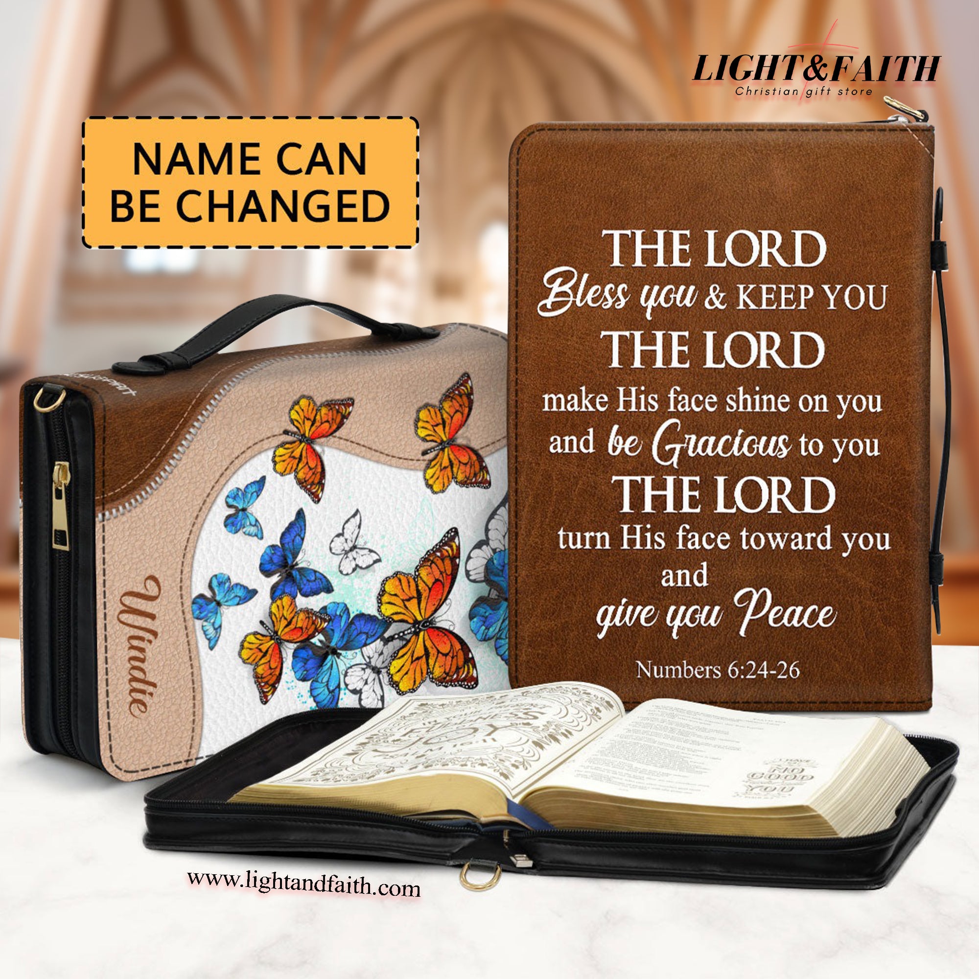 Zippered Butterfly Bible Case With Name, Personalized Bible Cover, Christian Gift, Bible Covers Jesus Gifts
